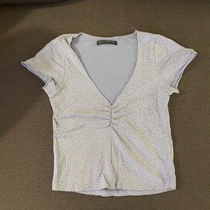 Brandy Melville crop baby tshirt v neck with ruching